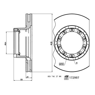 Bremsscheibe mit ABS-Impulsring passend für Sauer Achsen