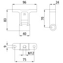 Scharnieroberteil H 70 verzinkt, 70 mm/M 12 052.070.120