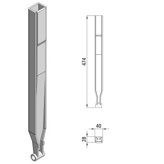 Kinnetop Rohr für 500 und 600 mm Rungen, Stahl roh