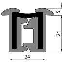 Stangenscharnier, Alu eloxiert, Höhe 24 mm,...