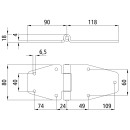 Seitentürscharnier, rostfrei, L 208 mm, B 80 mm, H...