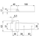 Seitentürscharnier, verzinkt, L 140 mm, B 39/63 mm,...