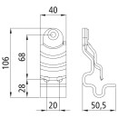 Haubenfalle, rostfrei, für Ø 22/27 mm Drehstange