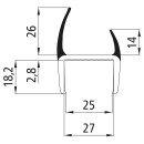 PVC Hart-Weich Profil, grau, 25 mm, L 2700 mm