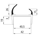 PVC Hart-Weich Profil, grau, 40 mm, L 2700 mm