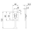 Türfesteller, Hakenteil, rostfrei, 122 mm