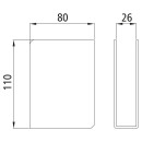 Einstecktasche, offen, 80 x 110 x 26 mm, Stahl roh