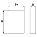 Einstecktasche, offen, 80 x 80 x 26 mm, Stahl roh