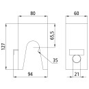 Kippauslegerlager Gr.2, stahl roh, 60x80x128 mm(BxTxH),...