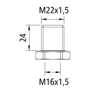 Schottstutzen,  M22 x 1,5/M16 x 1,5, Gewindelänge 24 mm