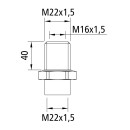 Schottstutzen M22 x 1,5/M16 x 1,5/M22 x 1,5, Gewindelänge 24 mm