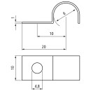 Befestigungsschelle, einfach, 6 x 10 x 1 mm, DIN 72571