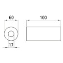 Gummirolle, Länge 100 mm, Ø 60 mm, Bohrung 17 mm