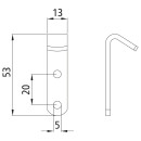 Flachhaken/Bügelkrampen 53 x 13 mm, Lochabstand 20...