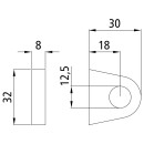 Gelenkband-Lagerauge, 33 x 32 mm, Stahl roh