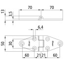 Seitentürscharnier, verzinkt, L=140 mm, B=50 mm,...