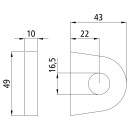 Gelenkband-Lagerauge, 49 x 43 x 10 mm, 16,5 mm Bohrung, roh