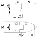 Seitentürscharnier verzinkt, L = 105 mm, B = 50 mm,...