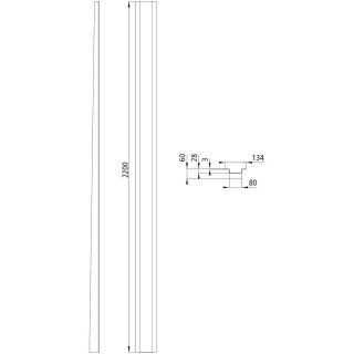 Stirnwandstütze, S235JRG2, Länge 2200 mm, roh