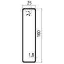 Alu 25 mm, 100er Einstecklatte, 2500 mm, pressblank