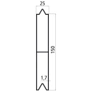 Alu 25 mm, 150er Aufstecklatte, 3200 mm, pressblank