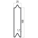 Aluminium-Aufsteckprofil 25 mm, 100er Aufstecklatte, 3200 mm, pressblank