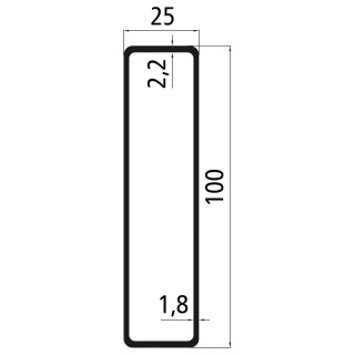 Alu 25 mm, 100er Einstecklatte, 3200 mm, pressblank