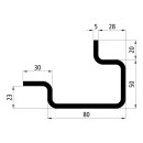 Eckrungenprofil, Stahl roh, 80 x 70 x 5 mm, 5 m