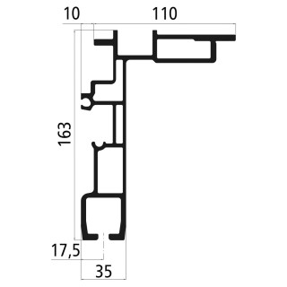 Curtain-Sider-Profil Volumen 163, Länge 7500 mm, Bauhöhe 163 mm