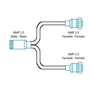 FCA - Kabel für zwei Rückleuchten, 500mm, AMP 1.5 männlich - 2x AMP 1.5  weiblich, ADR - LKW Ersatzteile beim Experten bestellen