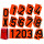 Ziffernsatz, 70 × 117 mm, Stahlblech, Typ I, retroreflektierend RA1/A, orange, 25 Stück Ziffern und X, mit Tasche