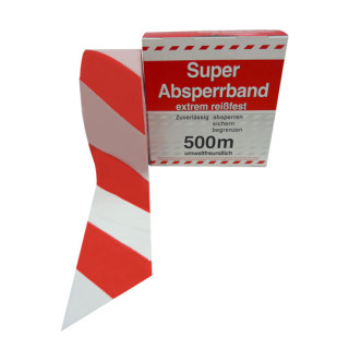 Absperrband, rot-weiß, Polyethylen, Breite 80 mm, Länge 500 m