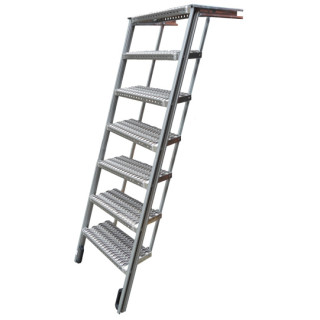 PWP Treppe ausziehbar, 7 Stufen, Aluminium, z.T. eloxiert, Länge 2462mm, Breite 825 mm, ohne Hilfsrahmen