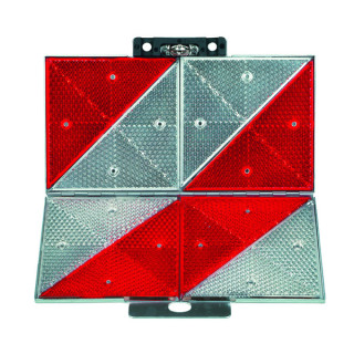 Parkwarntafel klappbar, 285 × 285 mm, Stahlblech, Prismenrückstrahler, weiß-rot, rechtsweisend