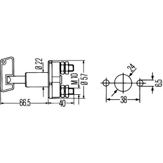 HELLA 6EK 002 843-002 Hauptschalter, Batterie - S33 - Drehbetätigung - Anschlussanzahl: 2