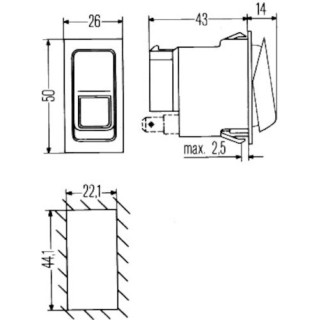 HELLA 6RH 007 832-411 Schalter - Tastbetätigung/Wippbetätigung - II+->I-0 - Anschlussanzahl: 6