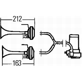 HELLA 3PB 003 001-661 Fanfare - 24V - 118dB(A) - Fanfare Zweiklang