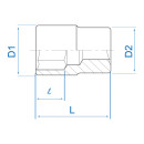 Steckschlüsseleinsatz, Zoll, Standard, 6-Kant 1/4" KING TONY - 2335S