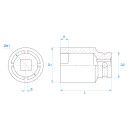 1/2" Kraftsteckschlüssel mit Innennocken KING...