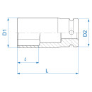 3/4" 6-Kant Kraft-Steckschlüsseleinsatz, Zoll,...