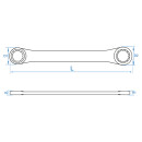 Doppel-Ringschlüssel, gerade, dünne Ringwand - 25 x 28 mm KING TONY - 19C02528