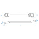 Doppel-Ratschen-Ringschlüssel, metrisch, umschaltbar - 21x23 mm KING TONY - 37372123M