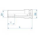 1/2" 6-Kant Kraft-Steckschlüssel, metrisch, dünne Wand - 19mm KING TONY - 441519M