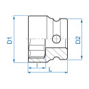 1/2" 6-Kant Kraft-Steckschlüssel, metrisch, Mini-Version - 13 mm KING TONY - 452513M