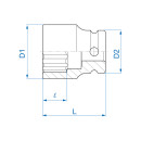 1/2" Kraft-Steckschlüssel, metrisch - 15 mm KING TONY - 453015M