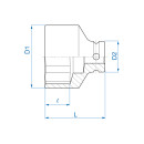1/2" 12-Kant Kraft-Steckschlüssel, Zoll - 1-1/16" KING TONY - 453534S