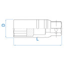 1/2" 12-Kant Steckschlüssel für Zündkerzen - 21 mm KING TONY - 463021M