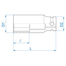 1/2" Kraft-Steckschlüssel, Zoll, lang, dünne Wand - 3/4" KING TONY - 493524S