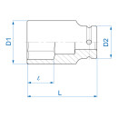 3/4 Kraft-Steckschlüssel, metrisch, lang - 25 mm KING TONY - 643525M