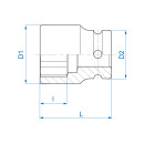 3/4" Kraft-Steckschlüssel, metrisch, schmal - 19 mm KING TONY - 651519M